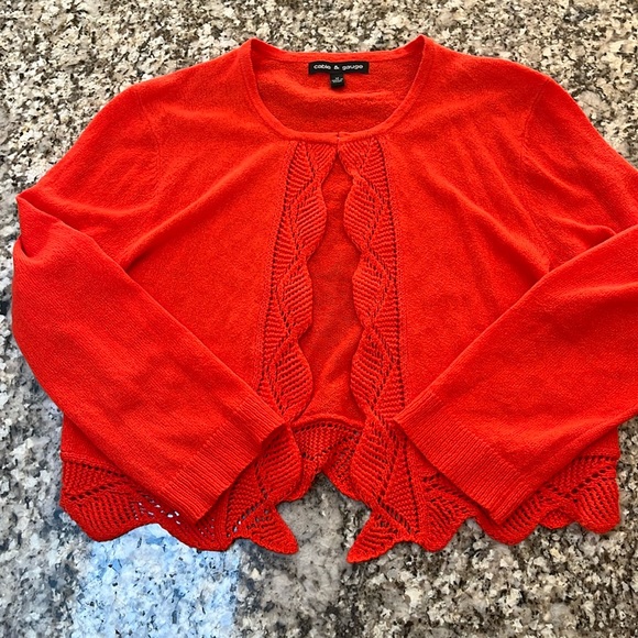 Cable & Gauge Sweaters - Cable & Gauge, Orange, Knit Cardigan, Sz Medium